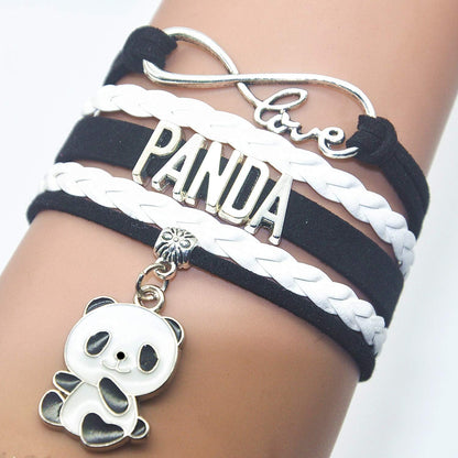 Panda Bracelet Jewelry Bear - Cute Infinity Love Panda Charm Bracelet Gifts for Girls, Women, Men, Boys