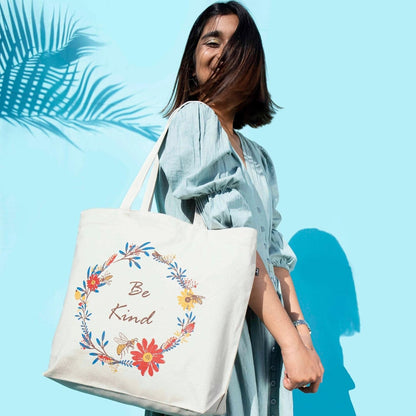 Ecoright Aesthetic Canvas Tote Bag for Women Large Zipper Tote Bags with Pocket, Womens Tote Bag for Yoga, Work, Beach